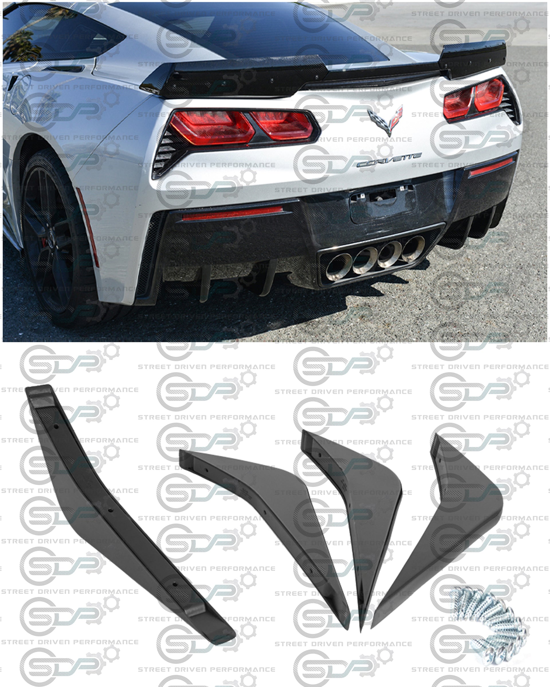 2014-2019 C7 Corvette - Rear Bumper Diffuser Fins